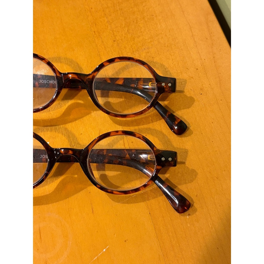 Joschoo Round Tortoise Shell Reading Glasses 2 Pair Set +1.50 Magnification - Picture 2 of 5